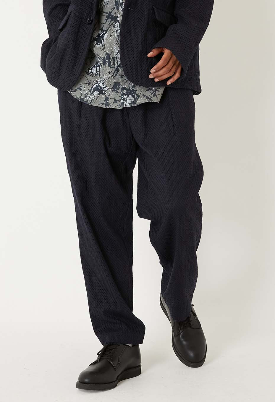 Meyer lace tuck straight pants - DARK NAVY