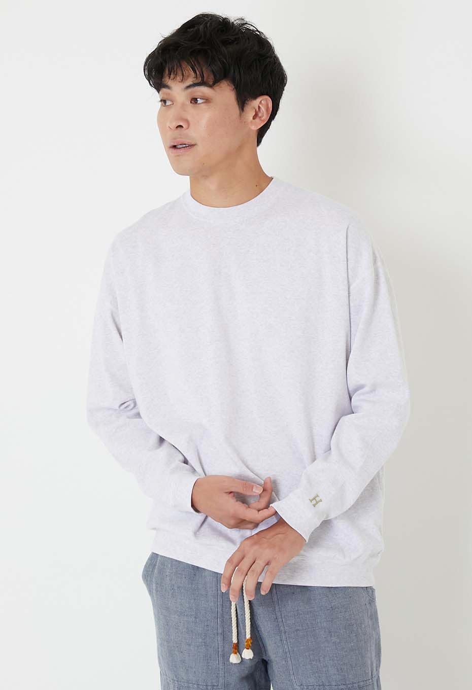 Stretch Fraise 9.5oz Hemrib Long Sleeve T-Shirt - SV GRAY
