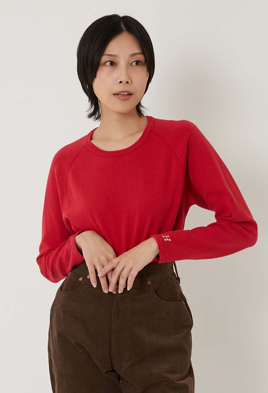 ストレッチフライス リラックスフィット LS Tシャツ ウィメンズ - RUBY