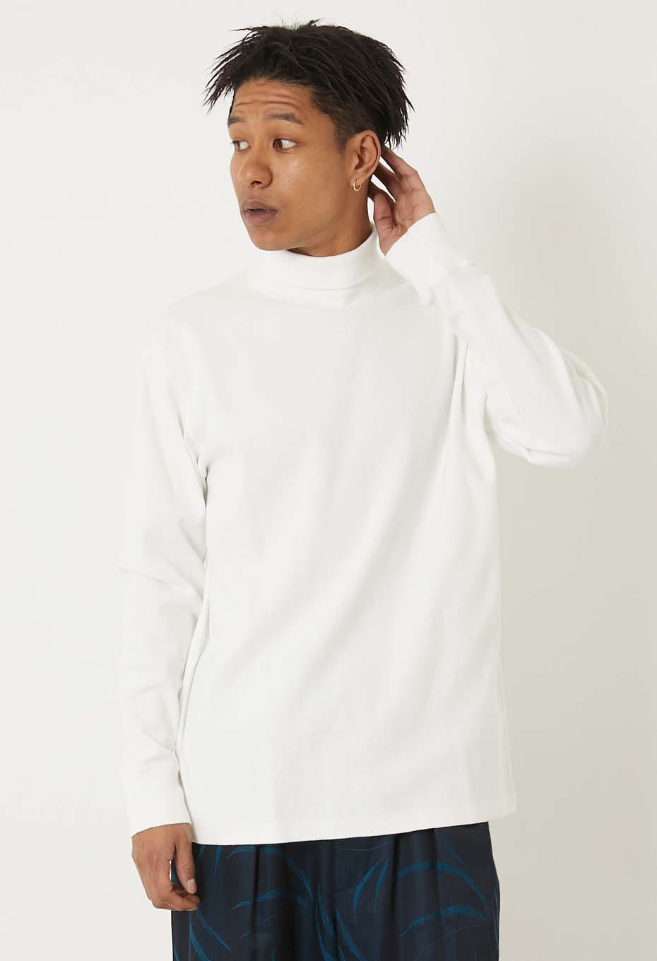 Mullite Teleco Needle Stitch Turtleneck T-Shirt Unisex - NATURAL
