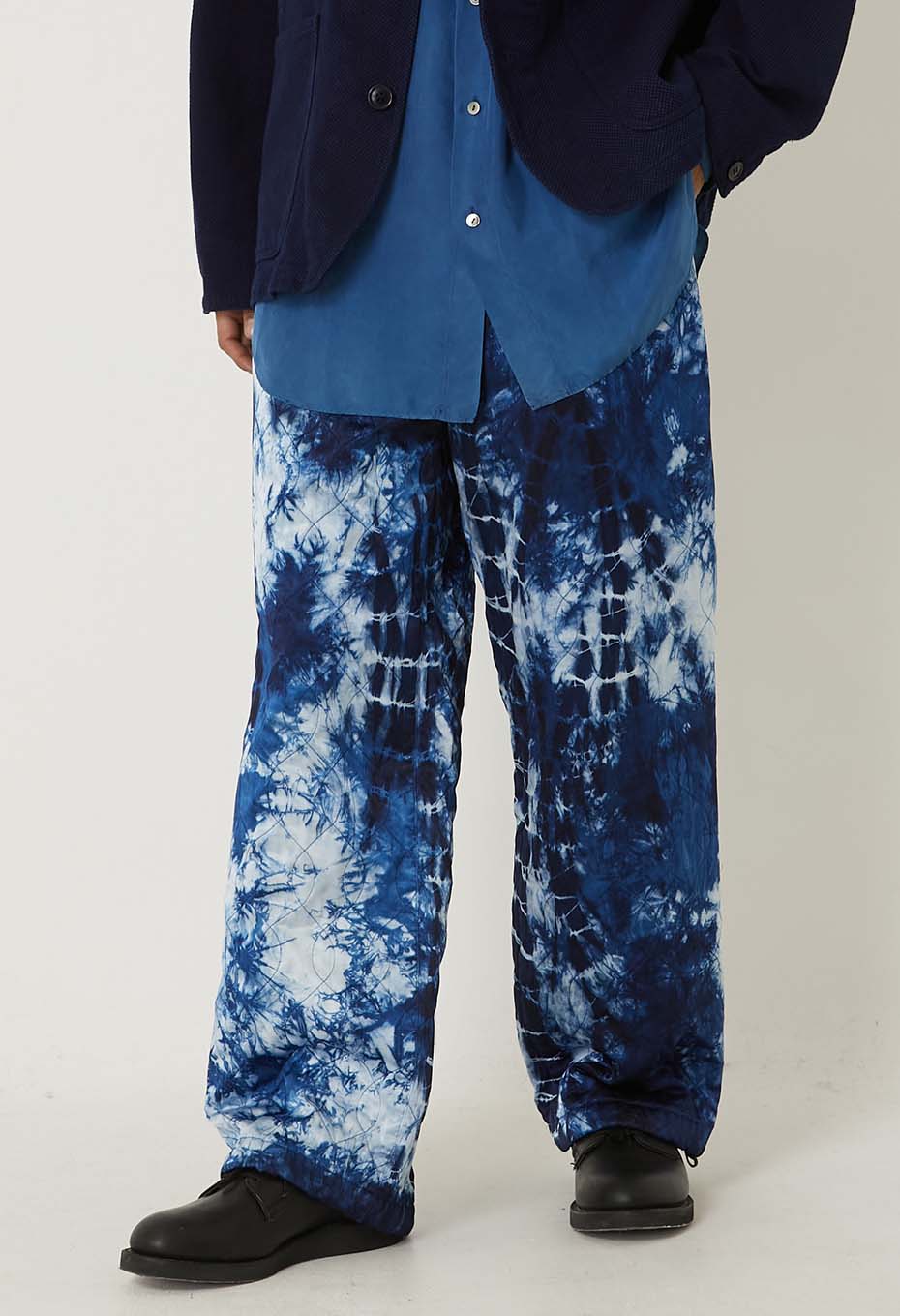 Indigo Kasane Shibori Quilted Draw Pants - INDIGO