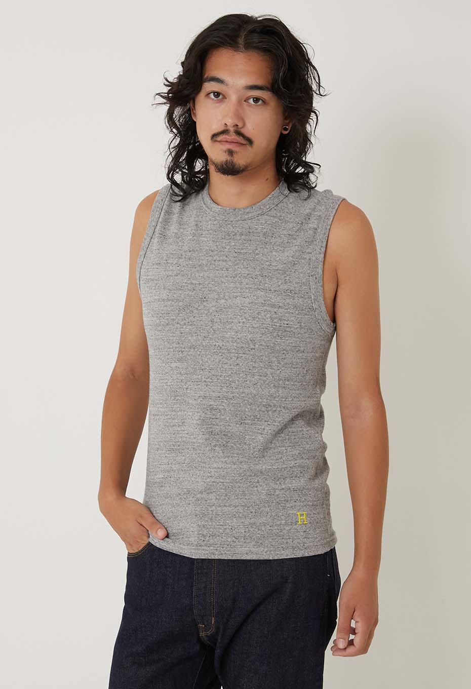Stretch Fraise Sleeveless T-shirt - GRAY