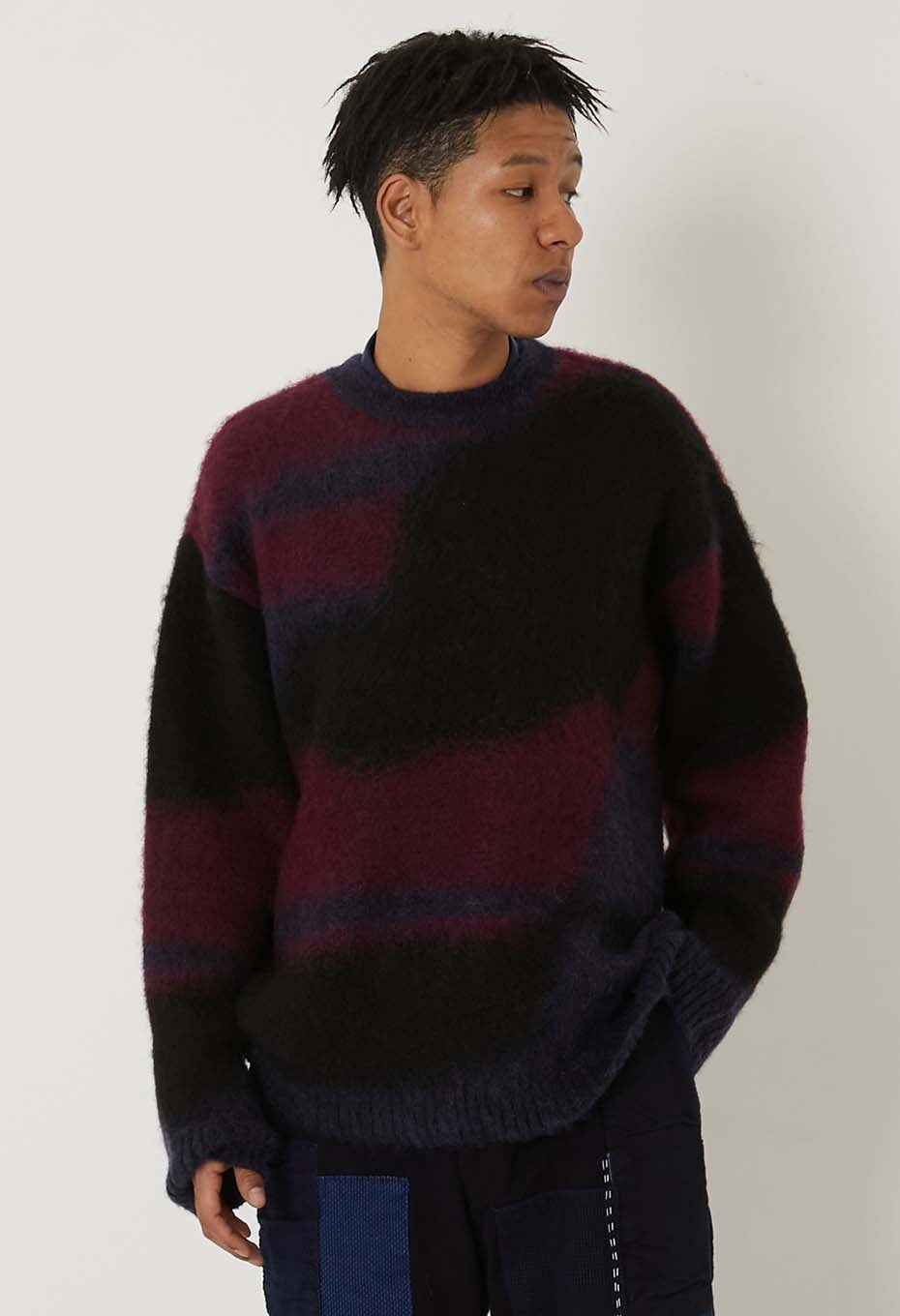 シャギーグラデーション プルオーバーニット - DARK NAVY