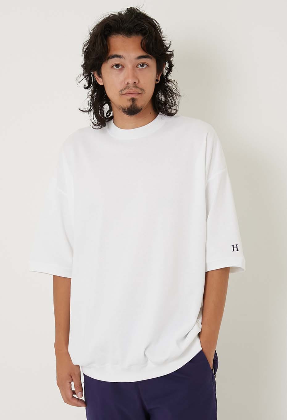 ストレッチフライス ヘムリブ ショートスリーブ Tシャツ - WHITE