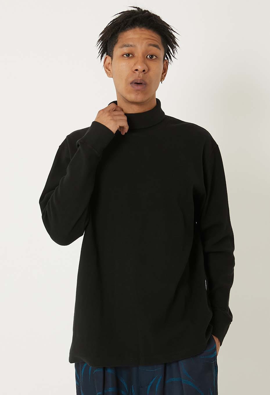Mullite Teleco Needle Stitch Turtleneck T-shirt Unisex - BLACK