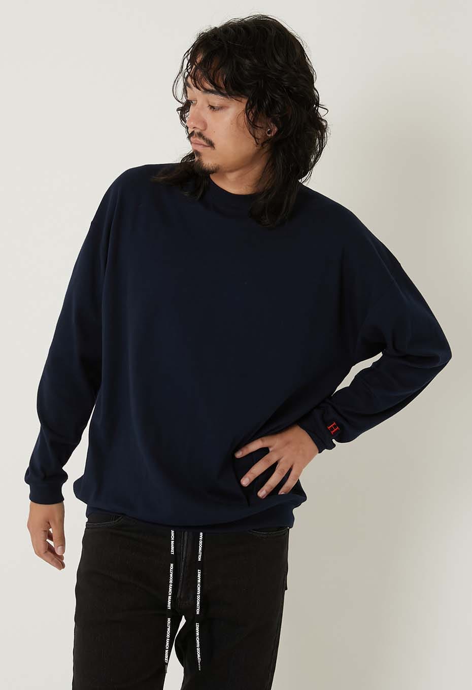 Stretch Fraise 9.5oz Hemrib Long Sleeve T-Shirt - DARK NAVY