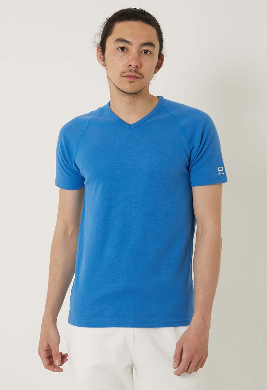 ストレッチフライス Vネックショートスリーブ Tシャツ - ROYAL BLUE