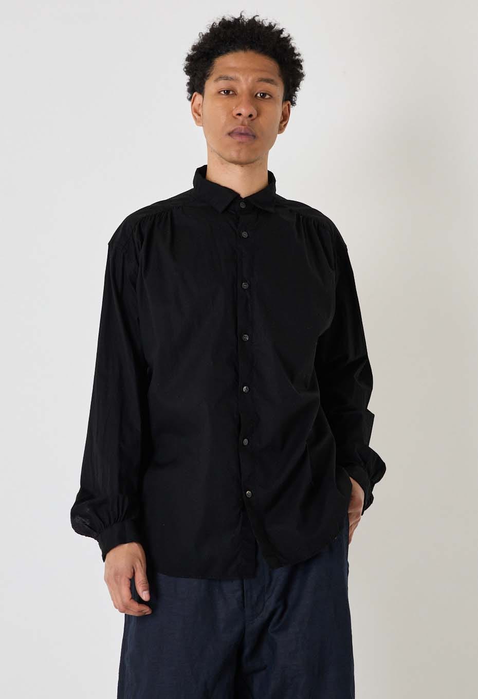 キョウクロゾメギャザーシャツ - BLACK