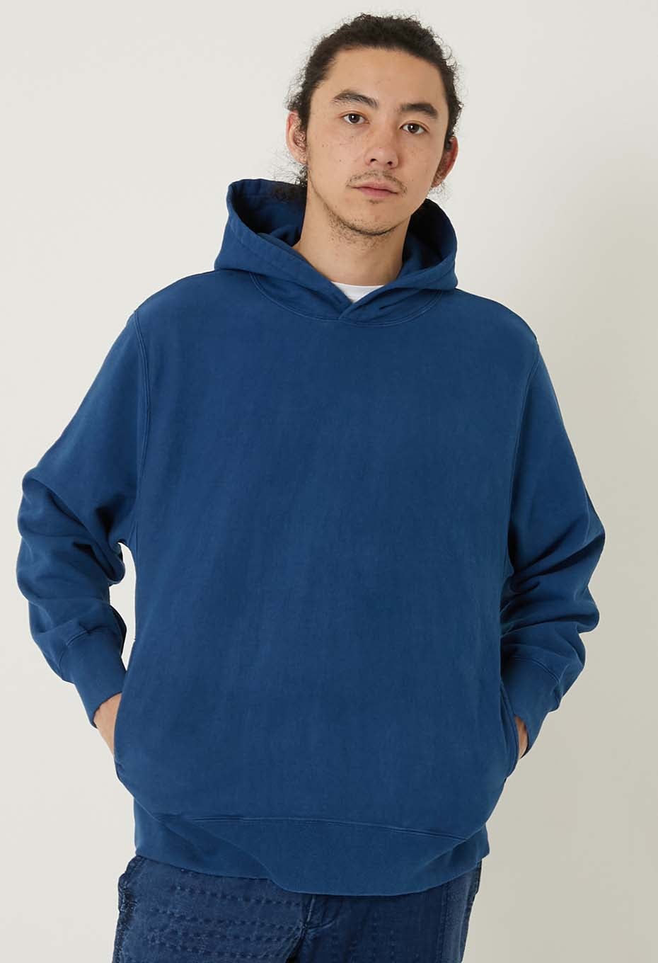 Organic Urake Tezome Sweat Pull Hoodie - BLUE