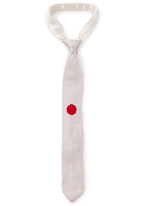Hinomaru silk knit tie - WHITE