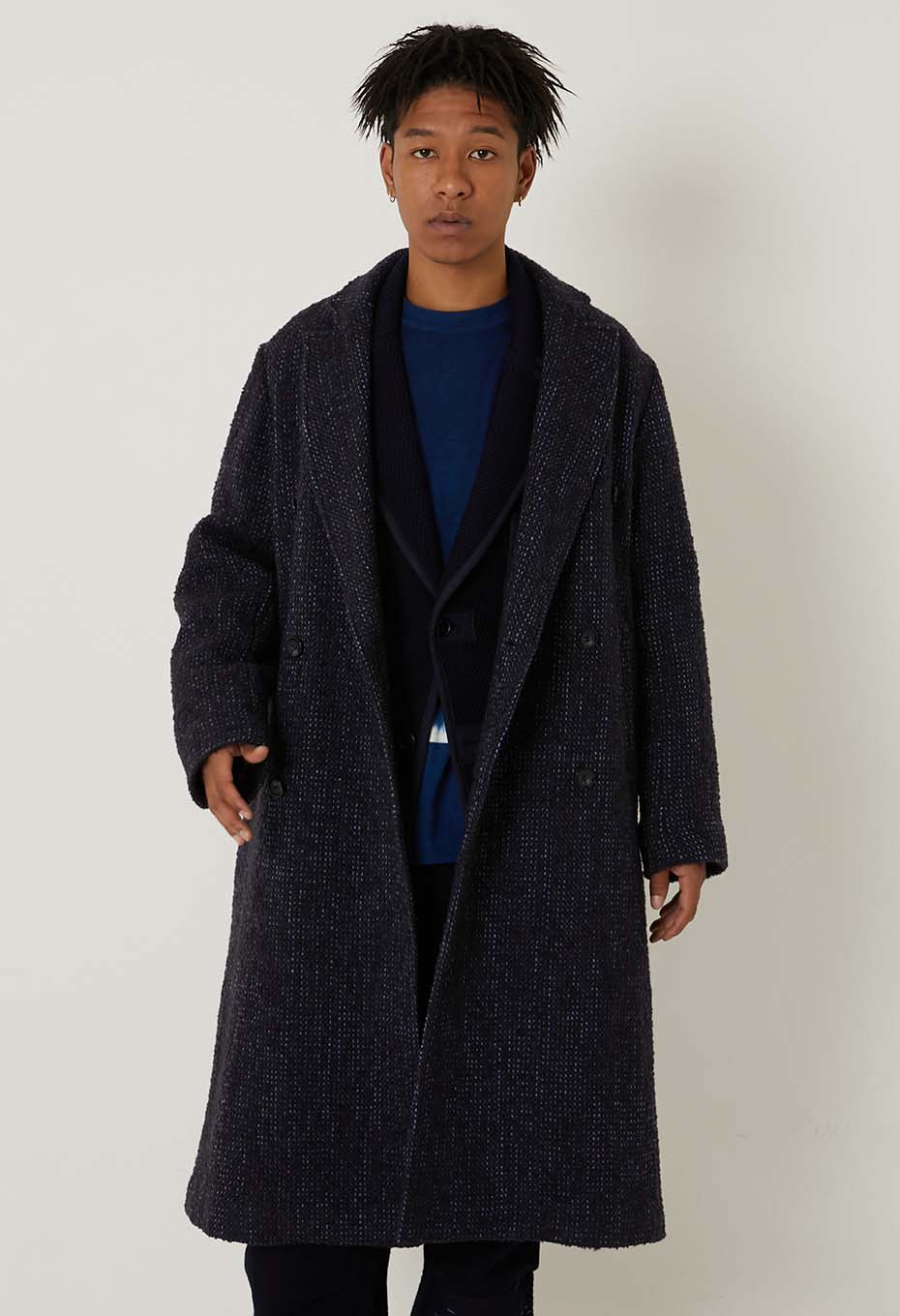 マチアカリ ロービングツイード ダブルコート ユニセックス - DARK NAVY
