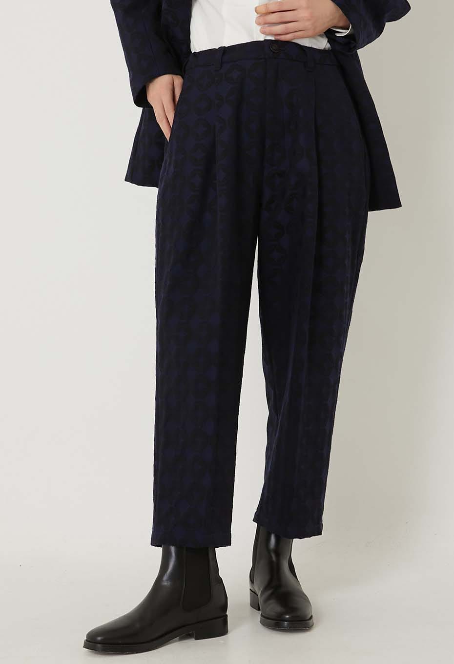 Shippout Jacquard Tuck Pants Women - DARK NAVY