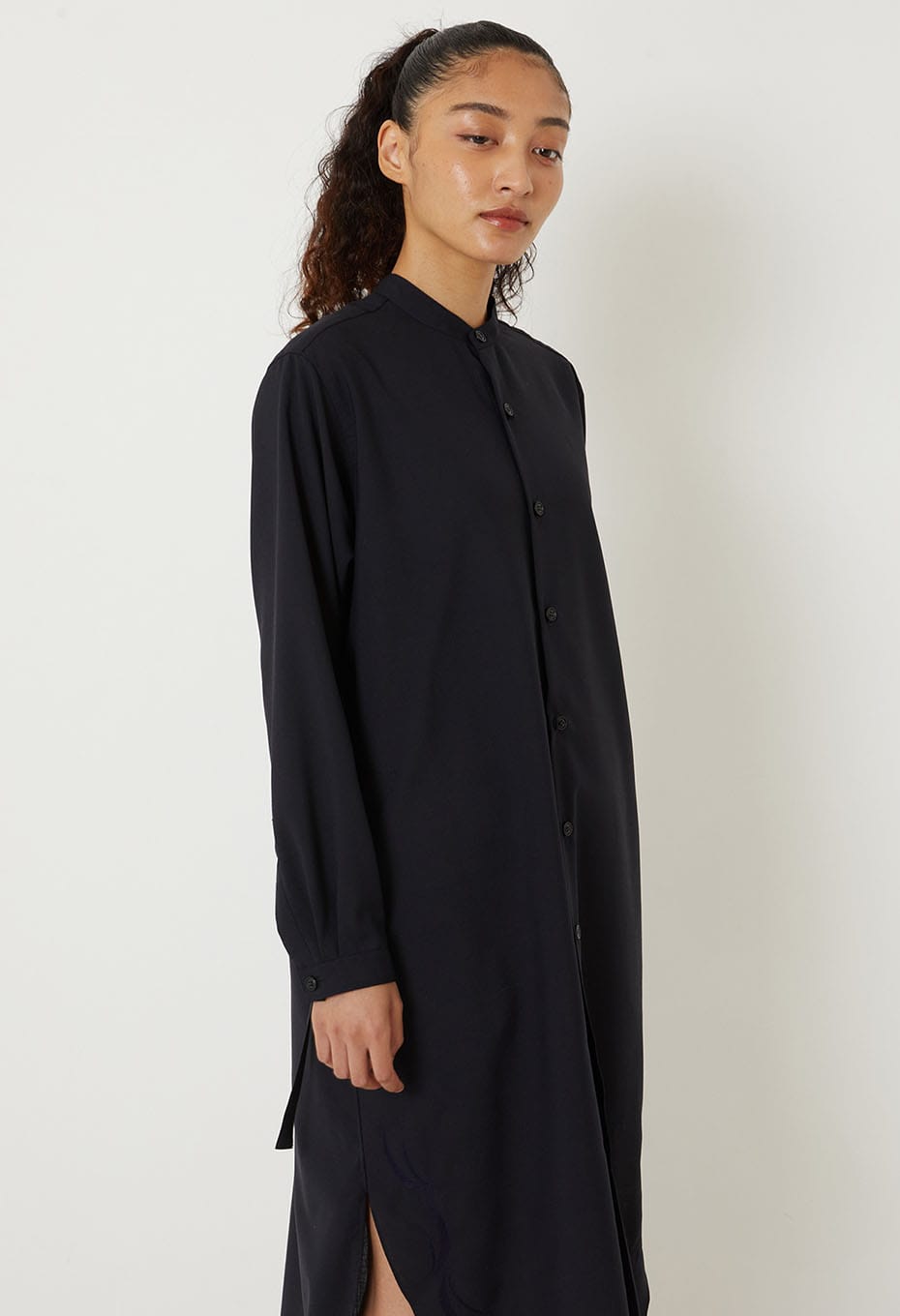 ドライポプリンメブキシシュウ バンドカラーワンピース - DARK NAVY