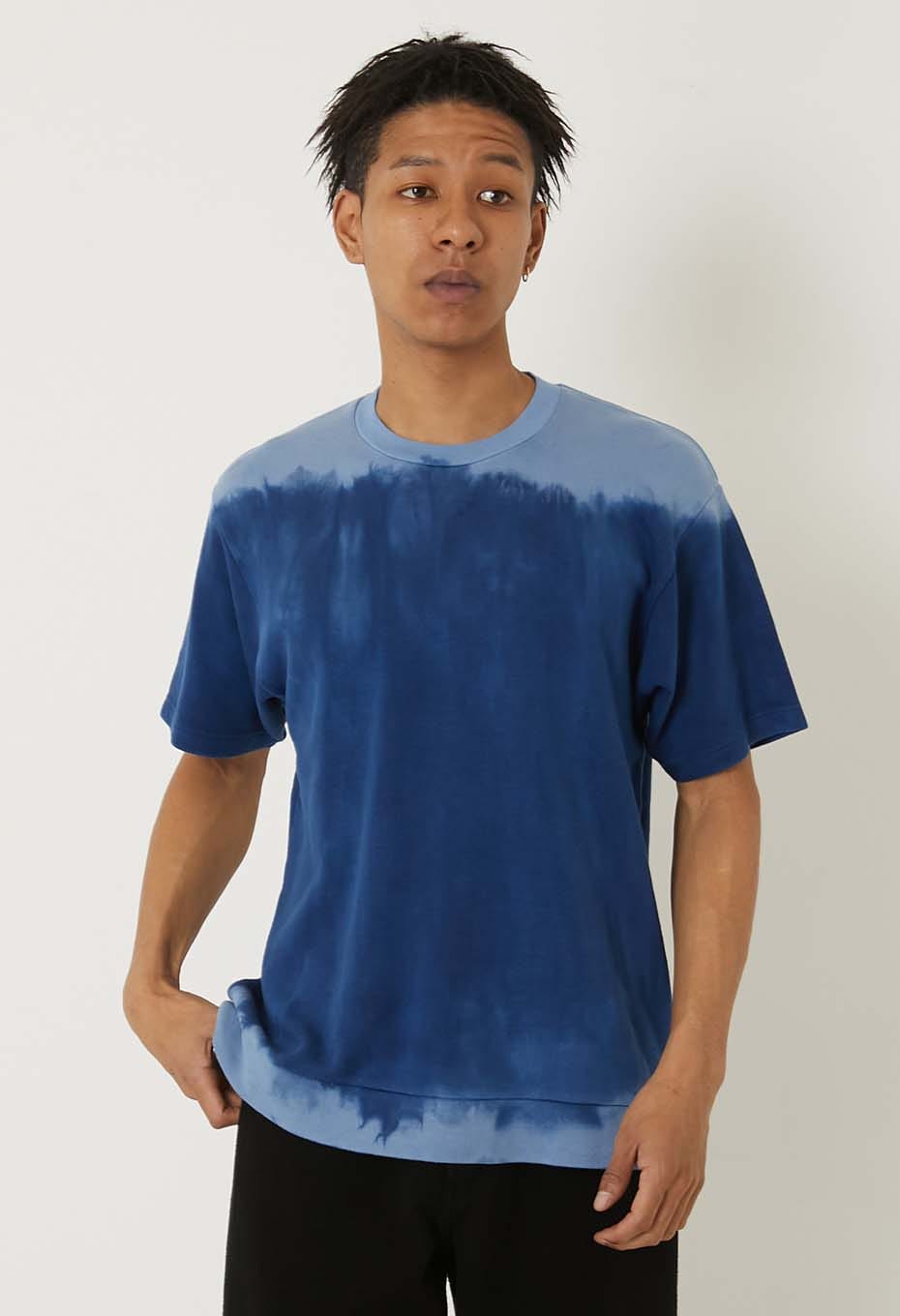 エイトロックスムース インディゴムラゾメショートスリーブTシャツ - BLUE
