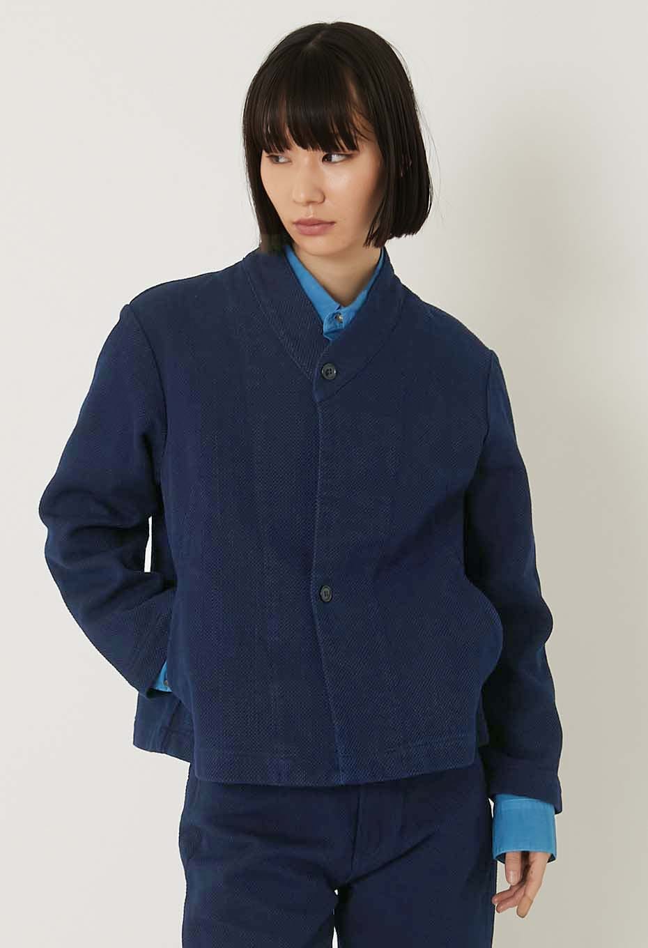 Woven Pure Indigo Nijuorisashiko Haori Jacket Women's - INDIGO