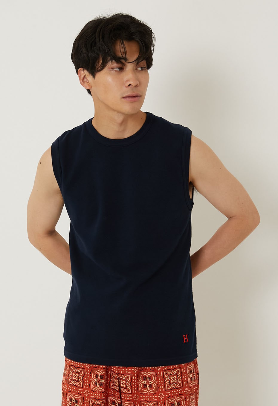 Stretch Fraise Sleeveless T-shirt - DARK NAVY