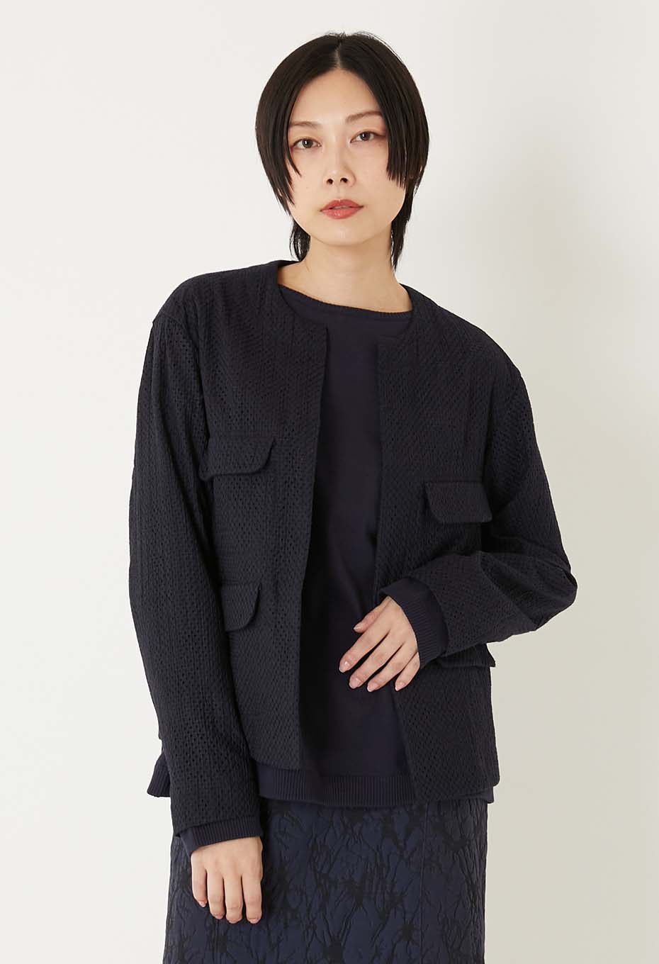 マイヤーレース ノーカラージャケット ウィメンズ - DARK NAVY