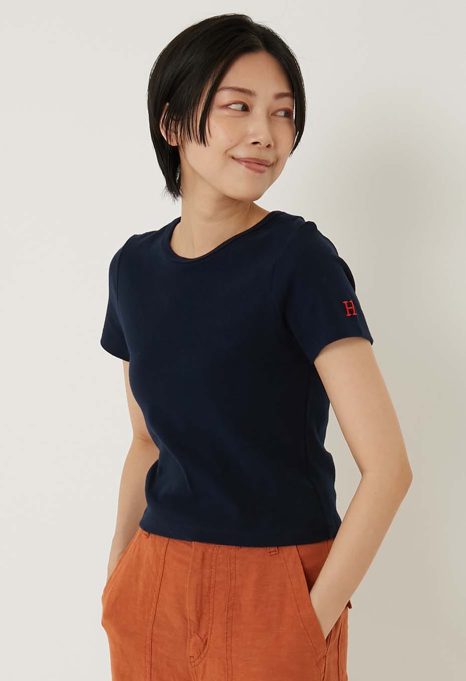 ストレッチフライス クロップド ショートスリーブ  Tシャツ ウィメンズ - DARK NAVY