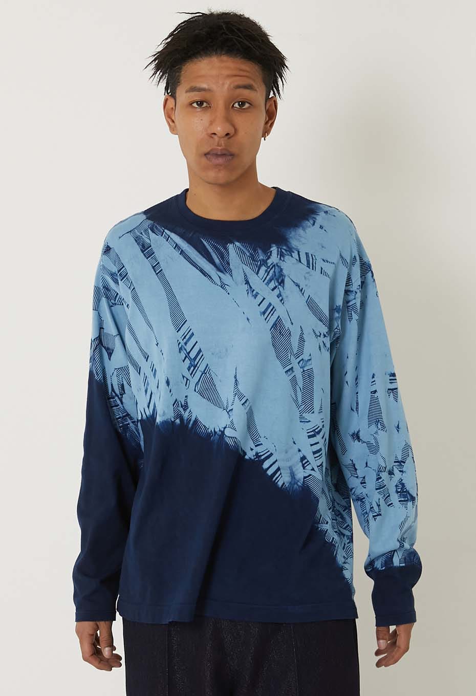 Woven Pure Indigo Itajime long sleeve T-shirt - INDIGO