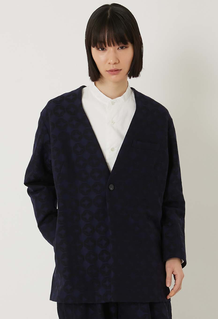 Shippou Jacquard 1B Collarless Jacket Women's - DARK NAVY