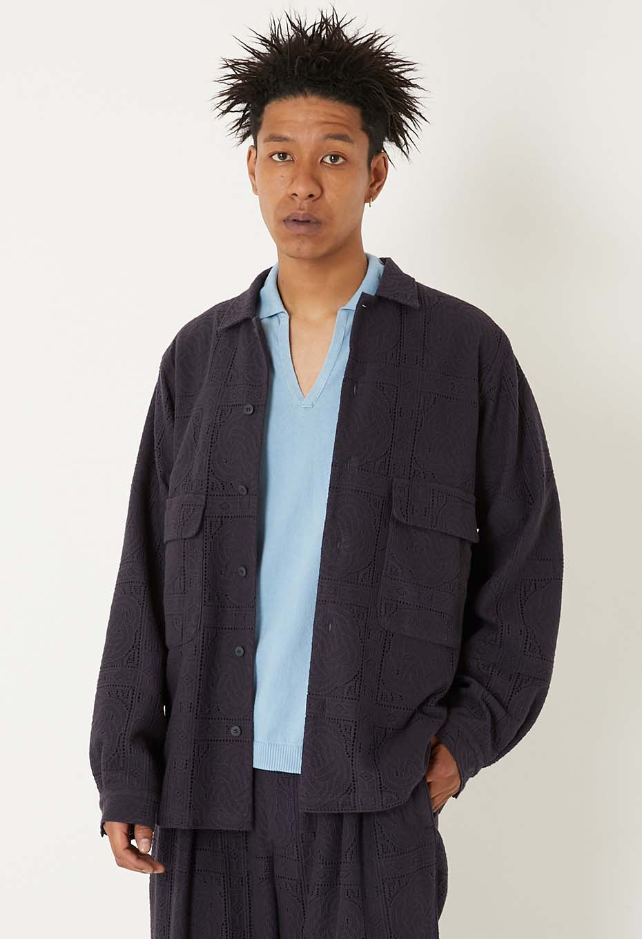 ミズヒキレース ロングスリーブシャツ - DARK NAVY