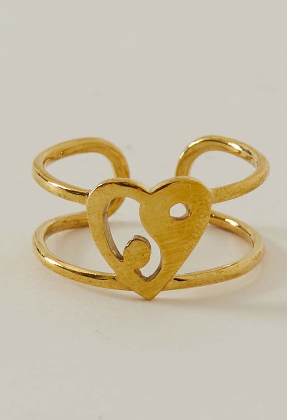 Heart in Yang BRASS Ring - BRONZE