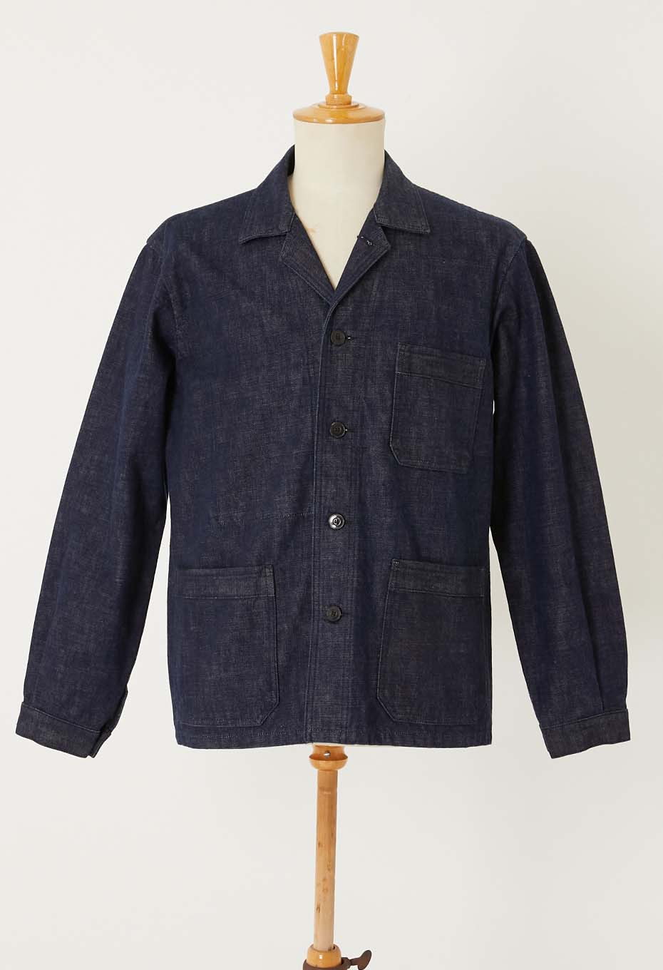 JAPAN DORAKU Natural Woven Pure Indigo  Selvedge denim work jacket - INDIGO