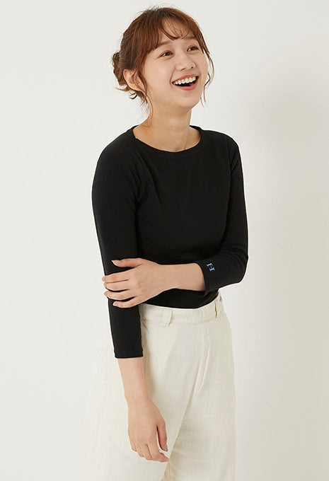 ストレッチフライス ボートネック ハーフスリーブ Tシャツ ウィメンズ - BLACK