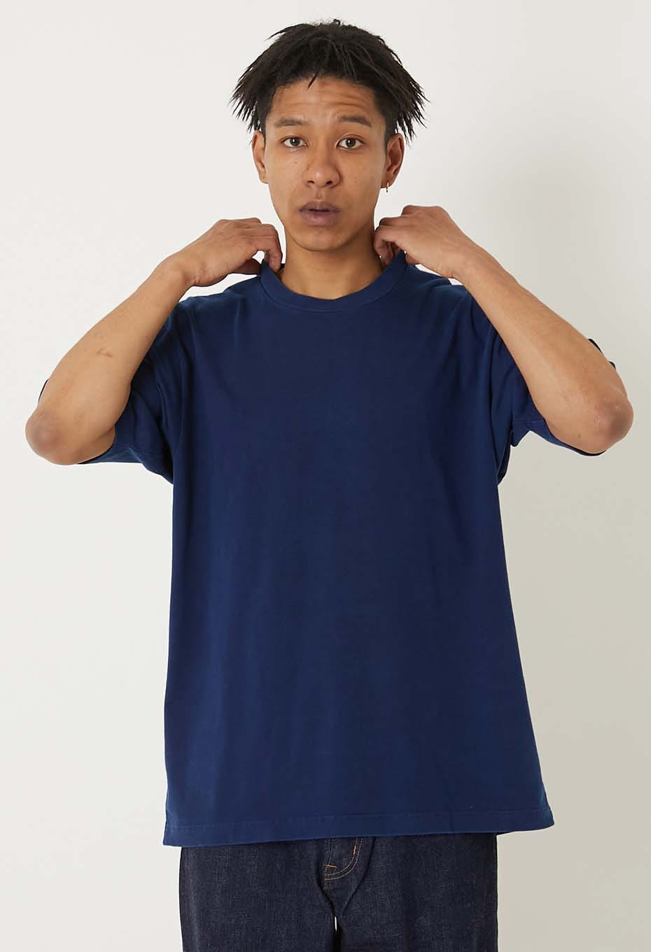 オーガニックコットン インディゴテゾメ ハイゲージテンジク Tシャツ - INDIGO