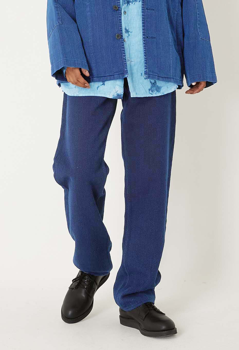 Woven Pure Indigo Light Sashiko Jeans - INDIGO