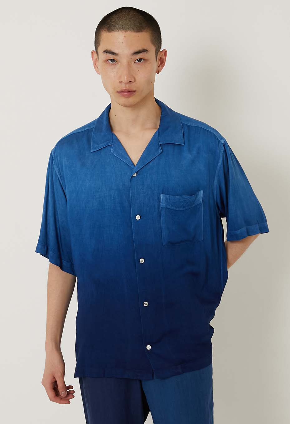 Woven Pure Indigo Tezome gradation aloha - INDIGO