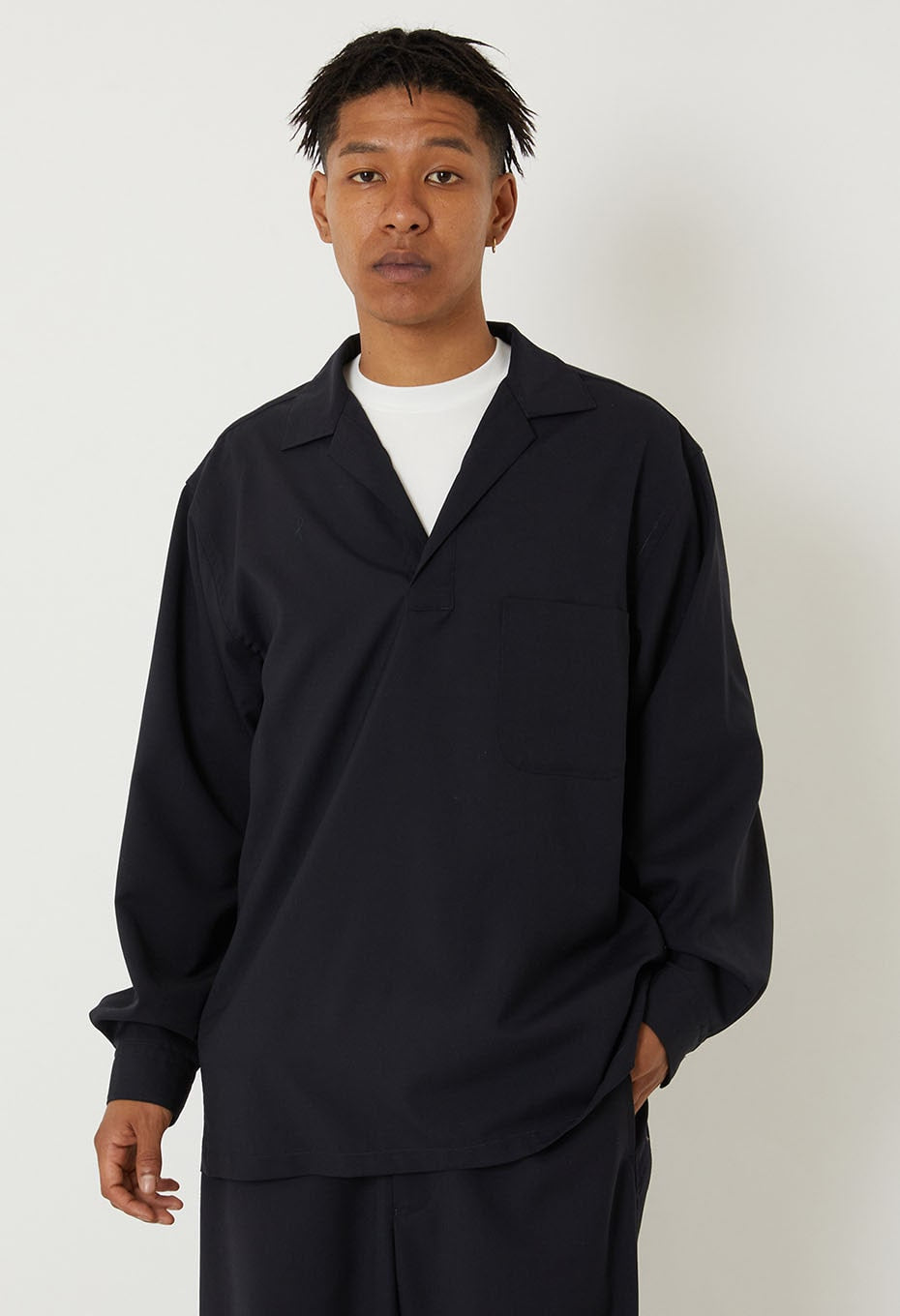 ドライポプリンメブキシシュウ プルオーバーシャツ - DARK NAVY
