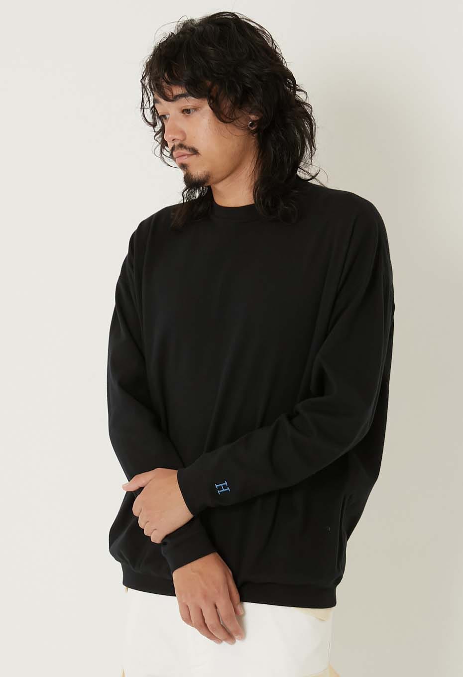 Stretch Fraise 9.5oz Hemrib Long Sleeve T-Shirt - BLACK