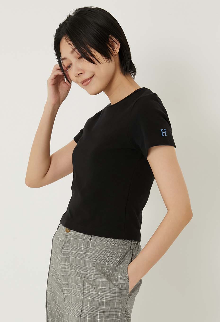 ストレッチフライス クロップド ショートスリーブ  Tシャツ ウィメンズ - BLACK