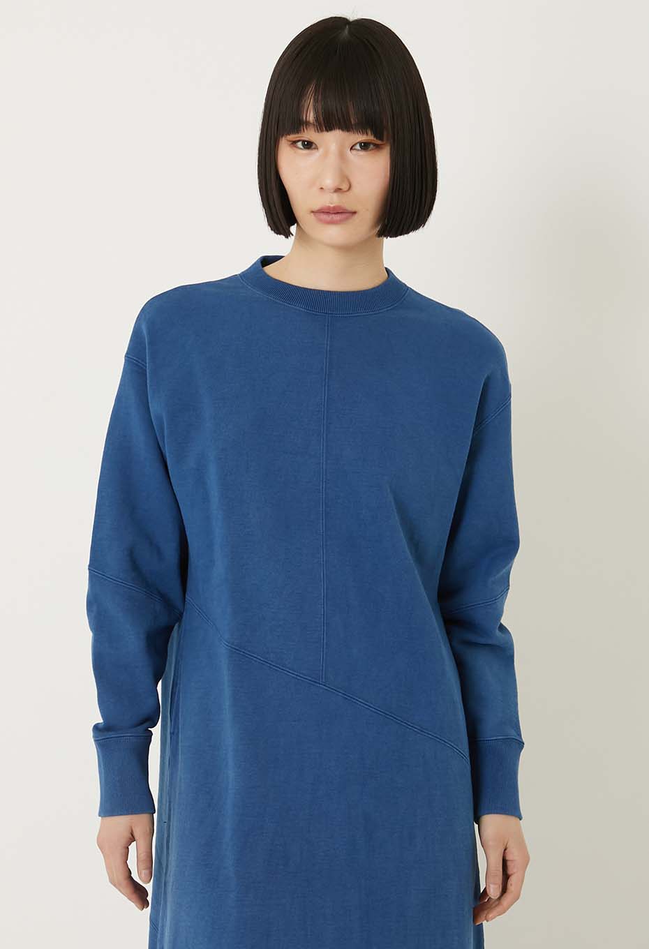Organic Urake Tezome Sweat Dress - BLUE