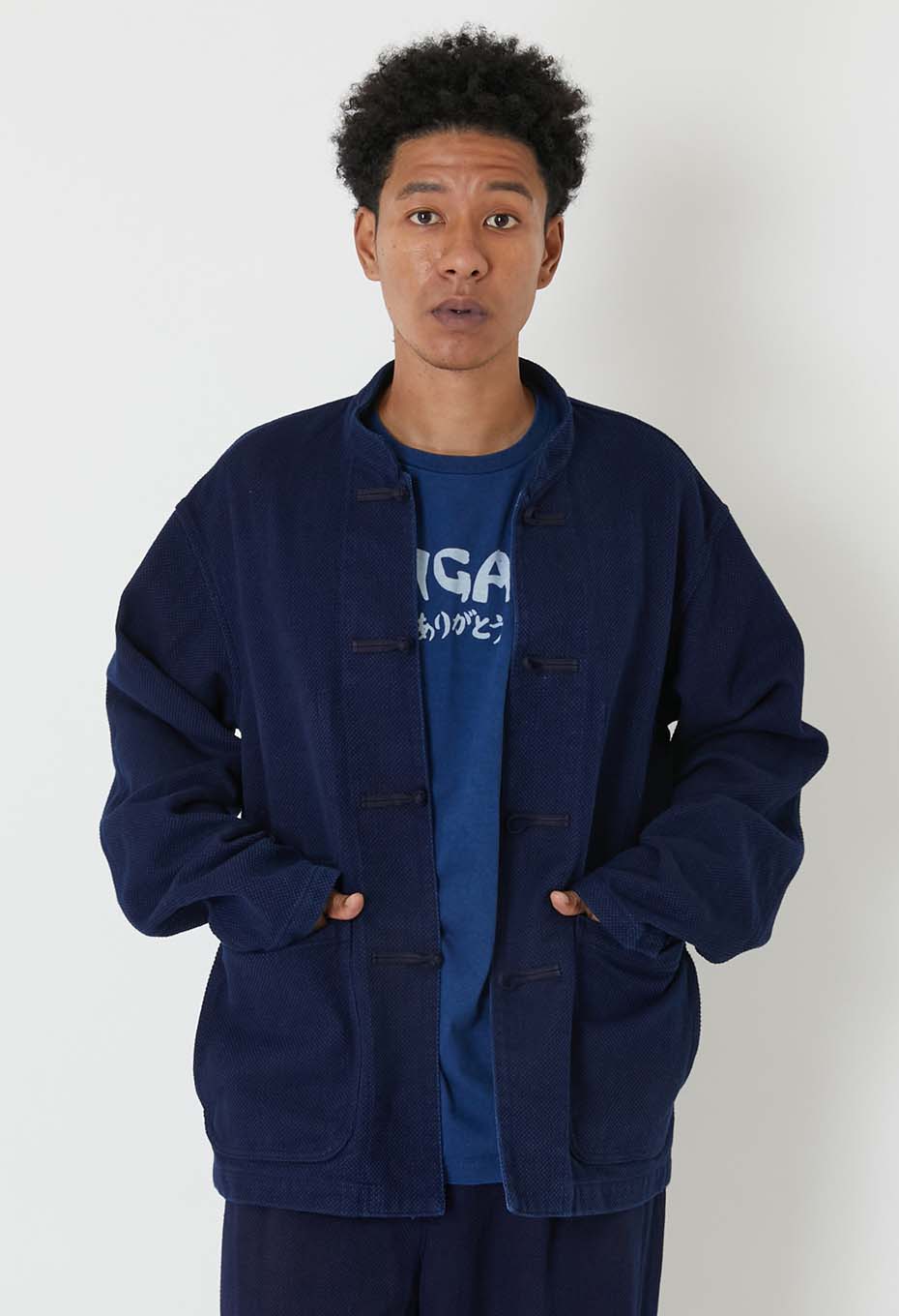 Woven Pure Indigo Oriental Jacket - INDIGO