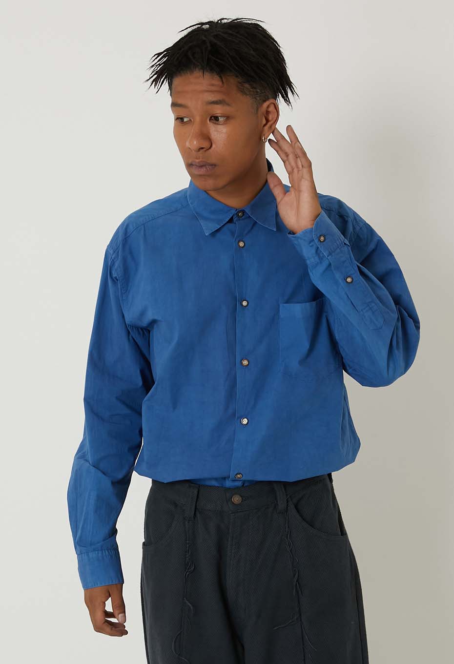 organic cotton Woven Pure Indigo  Regular collar shirt - INDIGO