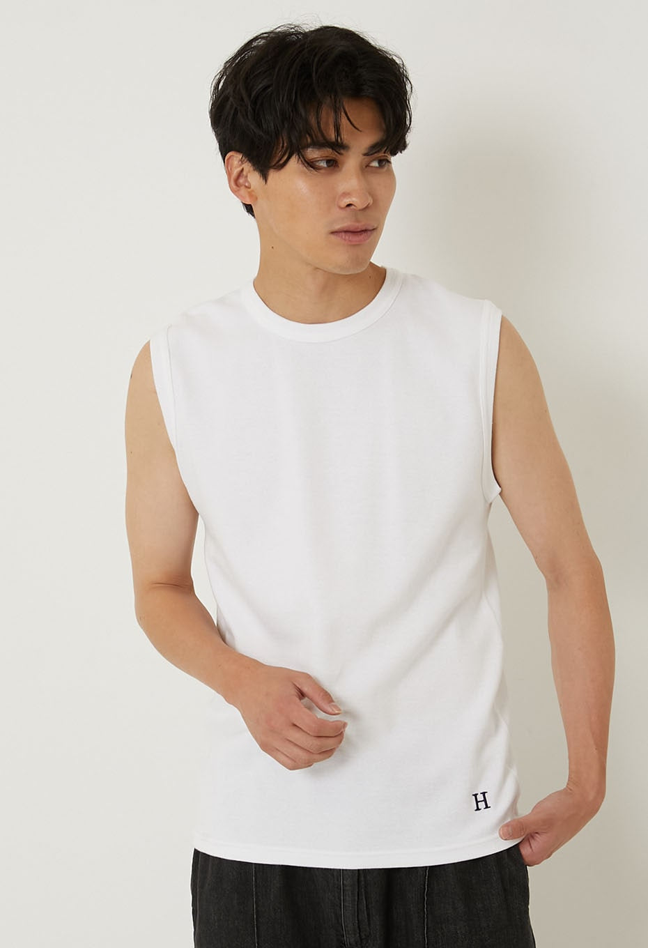 Stretch Fraise Sleeveless T-shirt - WHITE