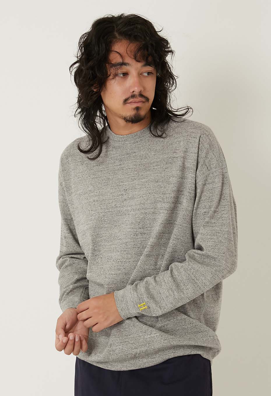 Stretch Fraise 9.5oz Hemrib Long Sleeve T-Shirt - GRAY