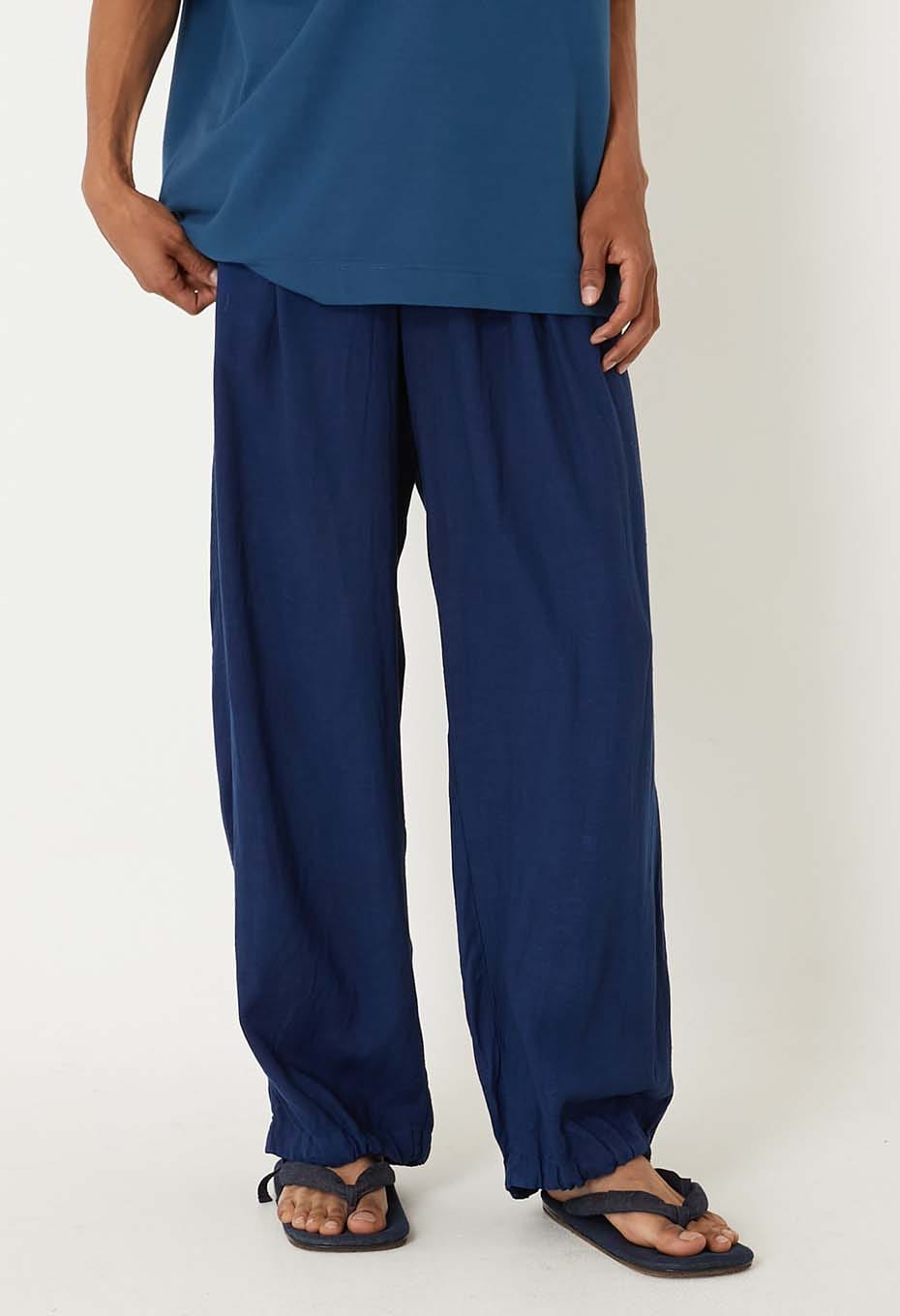 Indigo Tezome Gradient Linen Easy Pants - INDIGO