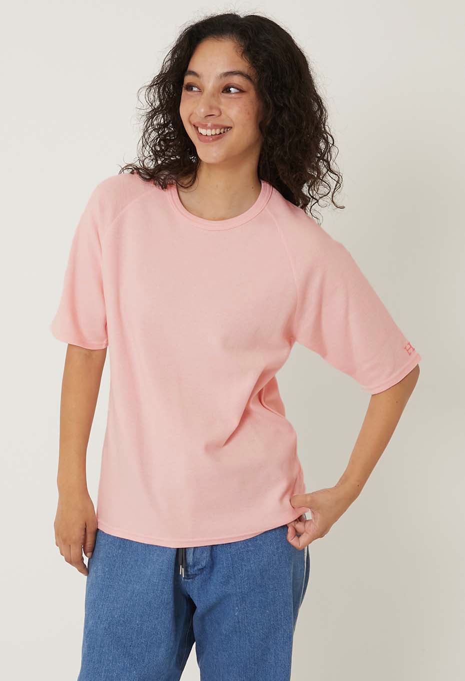 Stretch Fraise Relaxed Fit SS T-Shirt Women - BABY PINK