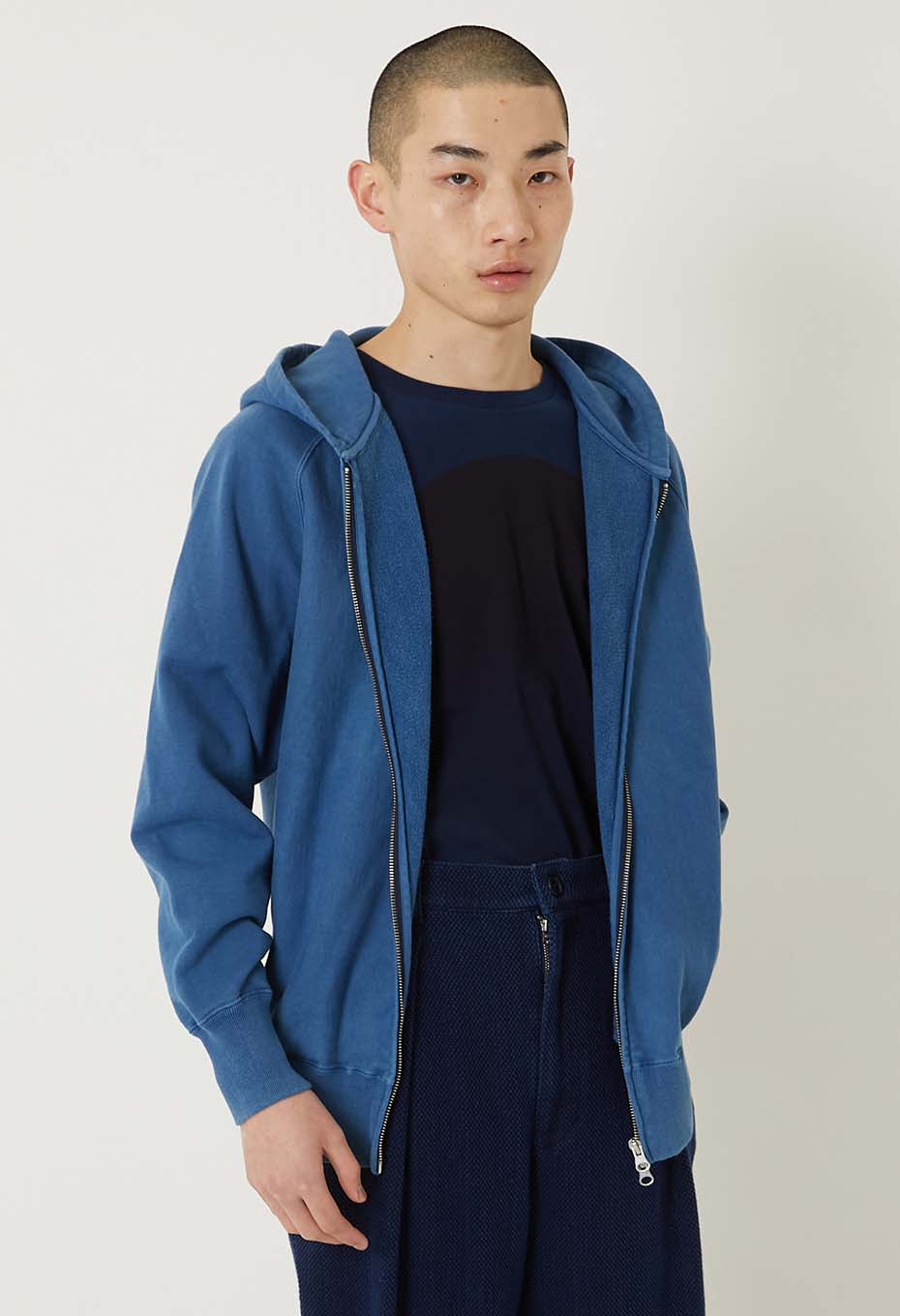 オーガニックウラケ テゾメ スウェットジップフーディ― ユニセックス - BLUE