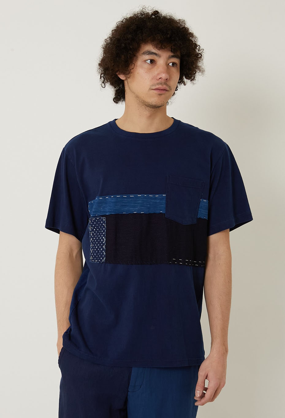 インディゴテゾメ パッチワーク Tシャツ - INDIGO