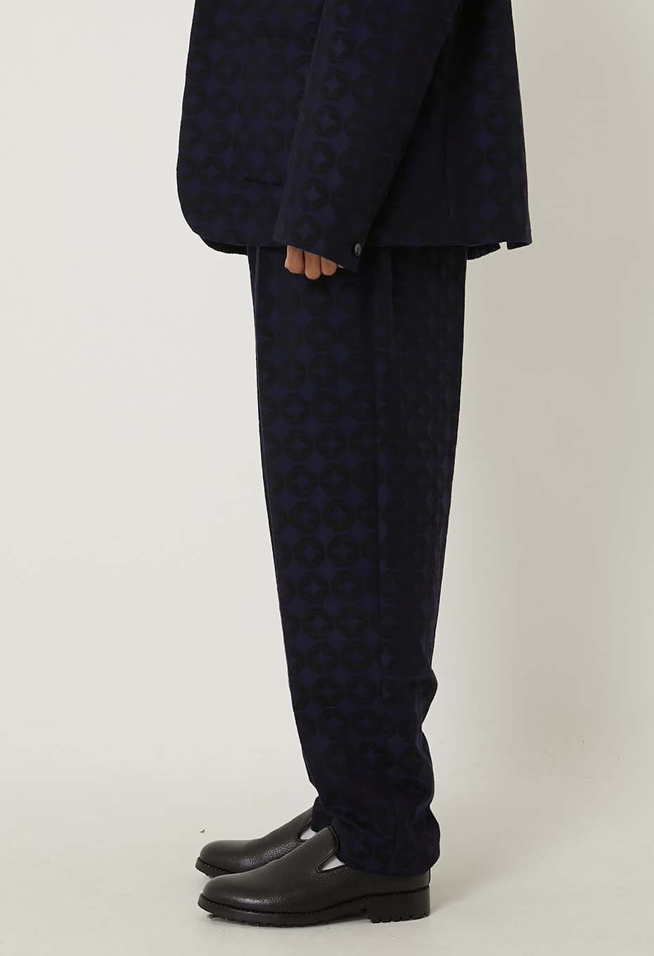 シッポウジャカード タックドローストレートパンツ - DARK NAVY