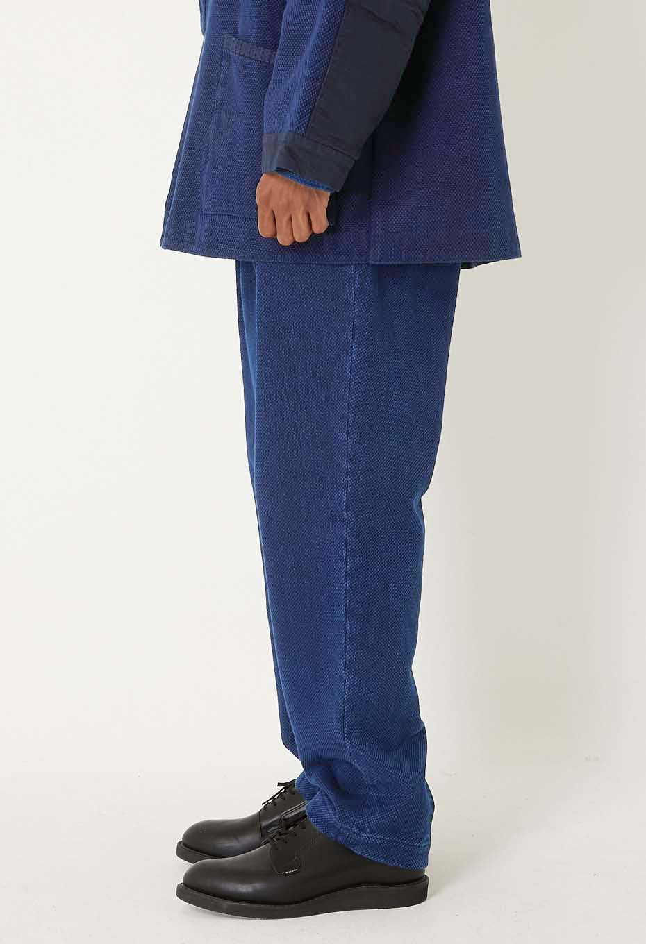Woven Pure Indigo Light Sashiko Trousers - INDIGO