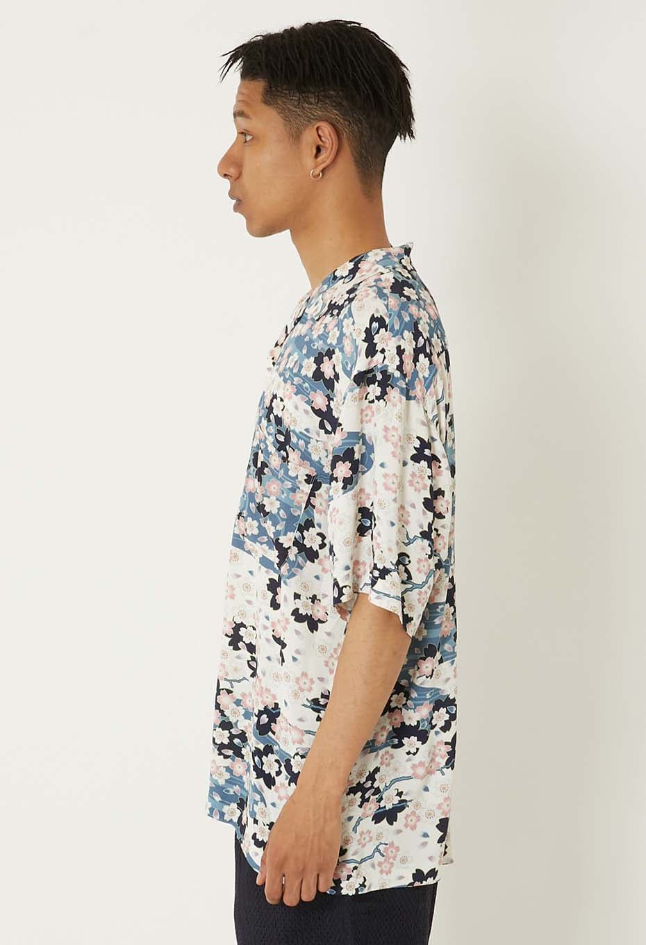 Sakura Nagare short sleeve shirt - WHITE