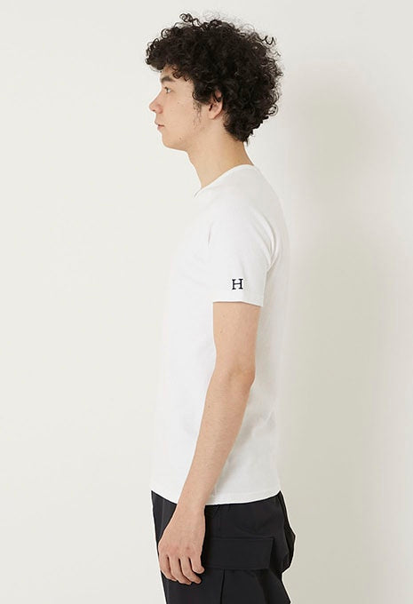 ストレッチフライス Vネックショートスリーブ Tシャツ - WHITE