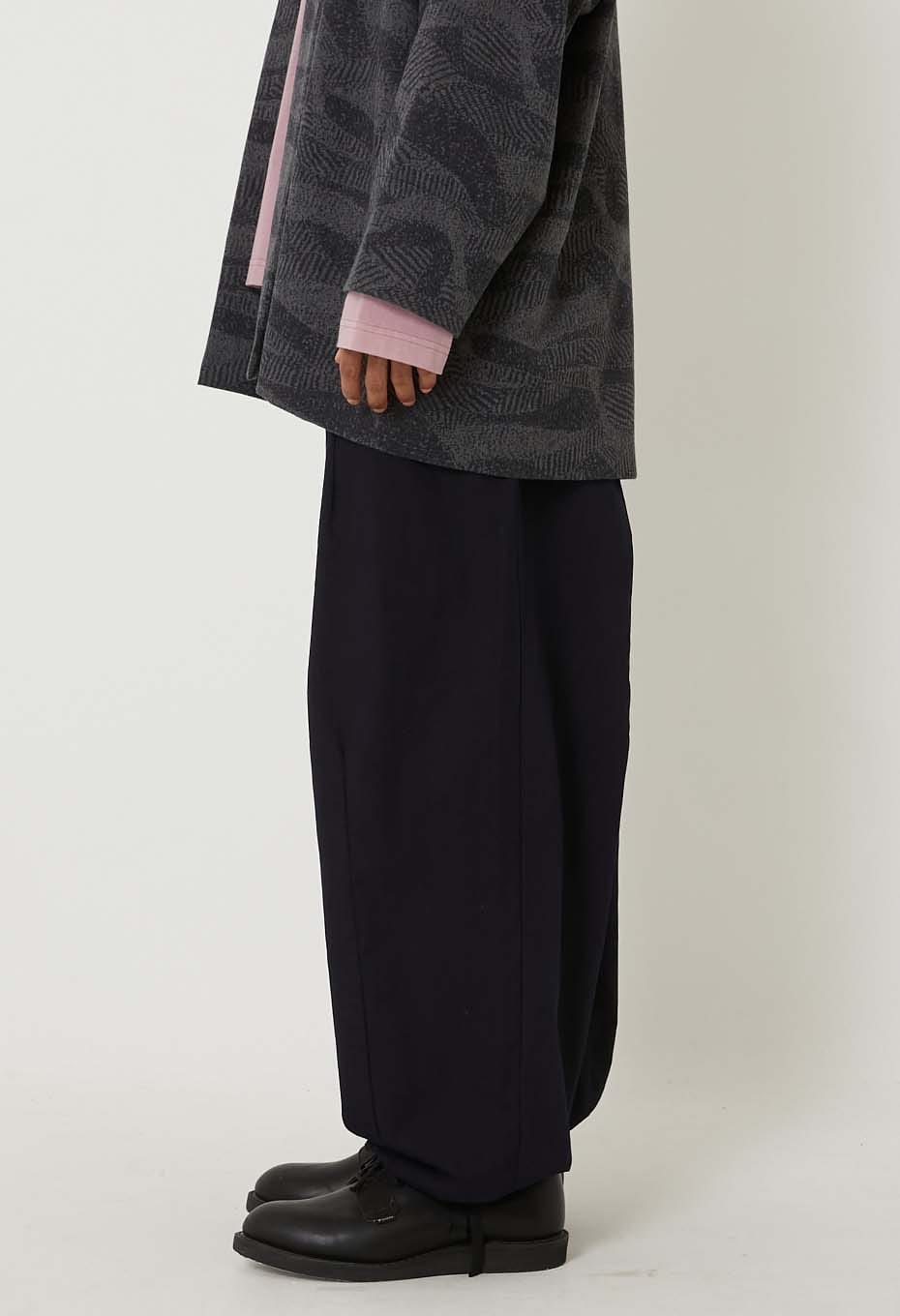 Indigo nylon satin wide dart pants - INDIGO