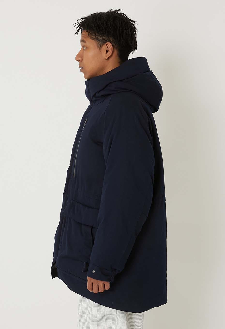 Indigo nylon satin recycled down jacket - INDIGO