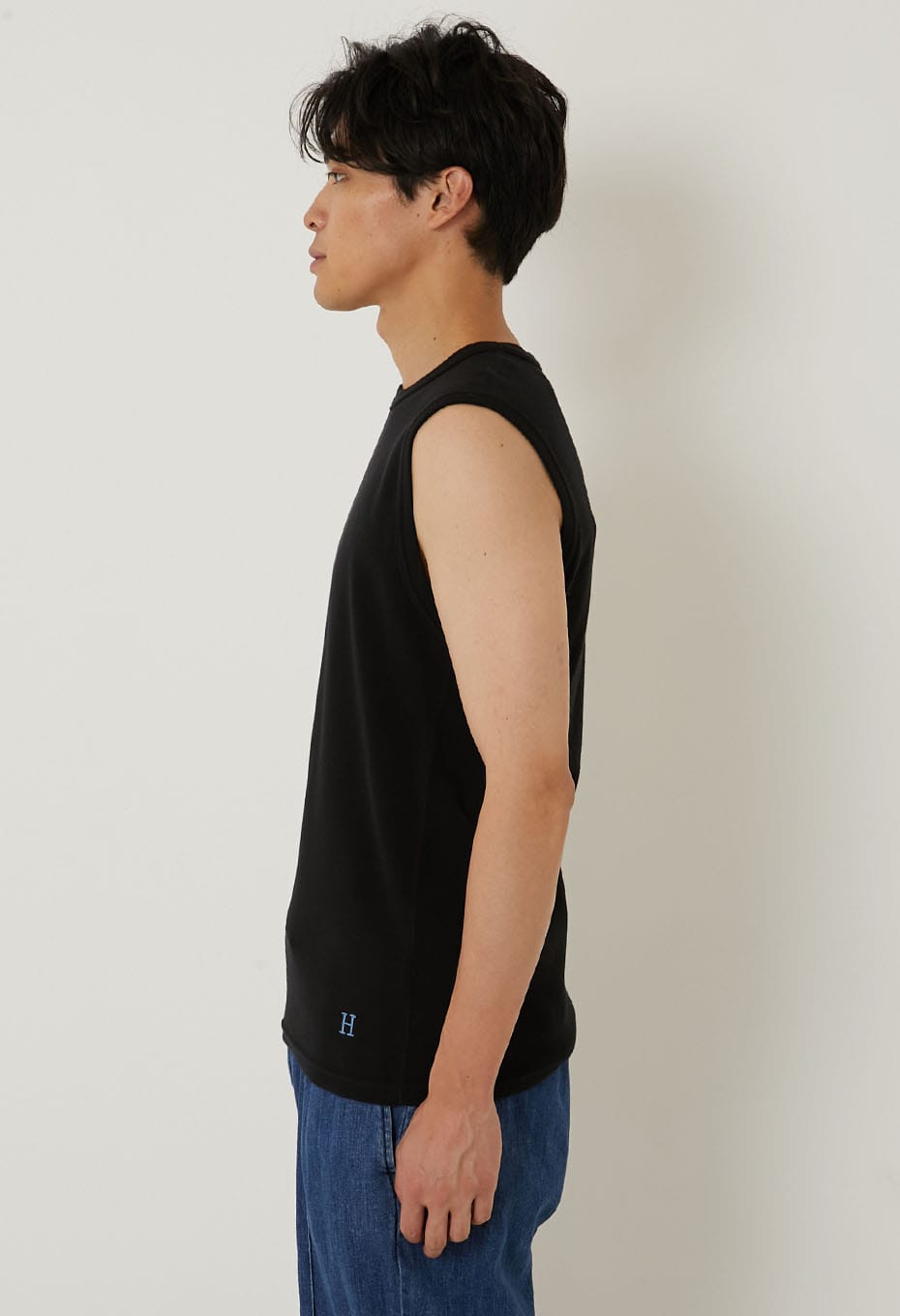 Stretch Fraise Sleeveless T-shirt - BLACK